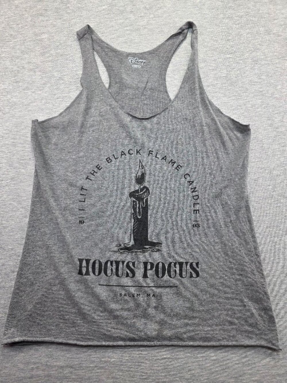 Disney Hocus Pocus Black Flame Candle Racerback Tank Top Gray